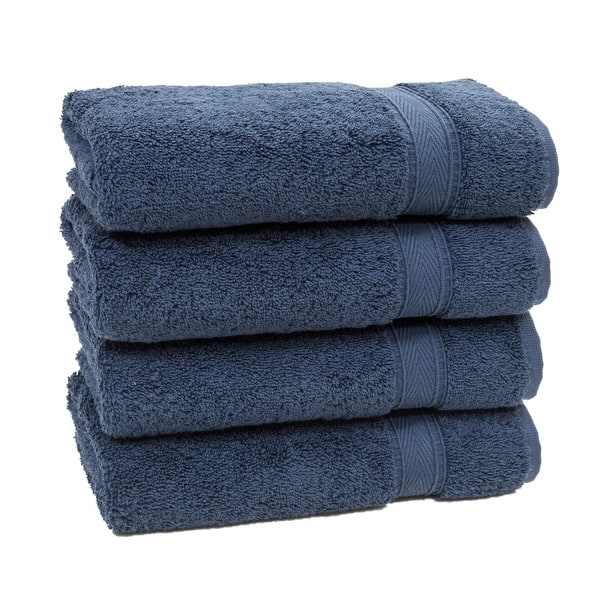 Authentic Hotel Spa Turkish Cotton Hand Towels (Set of 4) - Navy Blue