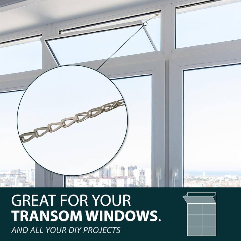 Mega Handles 12-Inch Transom Door Chain – Heavy-Duty Chain Stopper for Transom Windows, Cabinet Doors, Lids & Safety Restraint