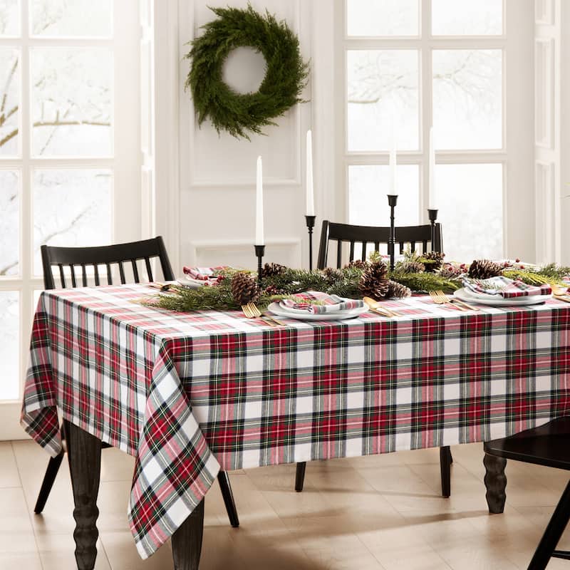 Christmas Classic Holiday Plaid Cotton Tablecloth - 60x102