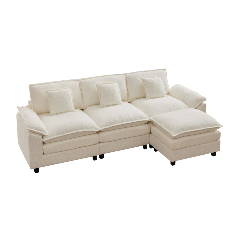 Modular Chenille Sectional Sofa with Ottomans, Deep Seat, Wide Padded Armrests, 2-Seat / 3-Seat / 4-Seat Options