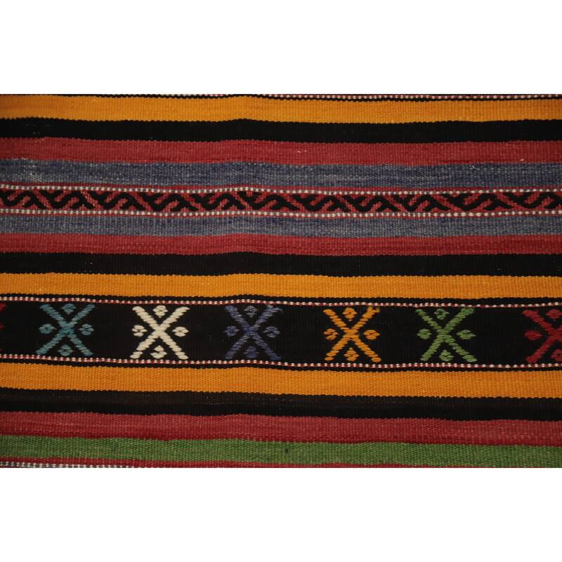 Hand Woven Oriental 100% Wool Carpet Southwestern Tribal Multi-Colored Kilim Area Rug - 9' 4'' X 5' 5''