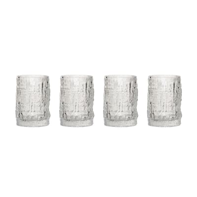 Drinking Glasses with Embossed Pattern - 3.1"L x 3.1"W x 4.1"H