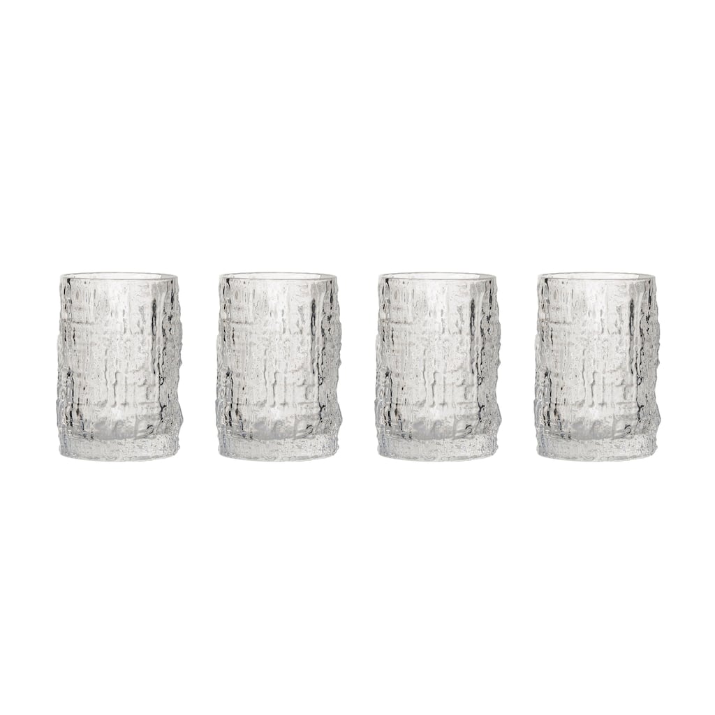 Drinking Glasses with Embossed Pattern - 3.1"L x 3.1"W x 4.1"H