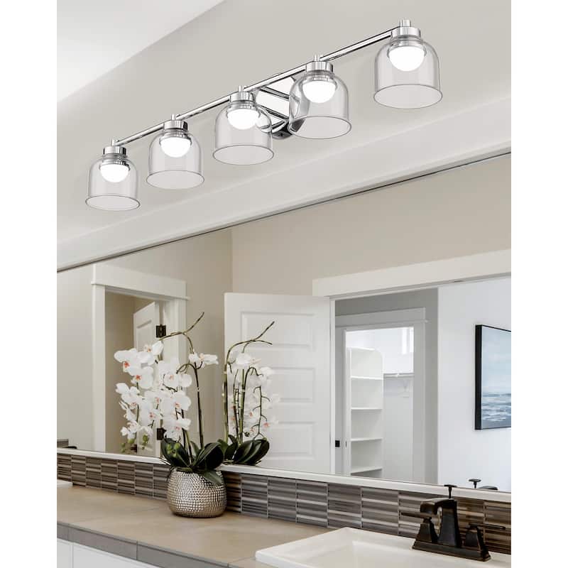 3/4/5-Light 15W LED Bathroom Vanity Light, Dimmable, Chrome