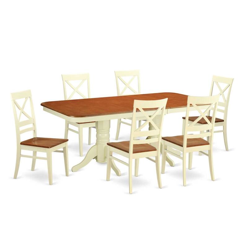 7 Piece Dining Set - Kitchen Table with Leaf & 6 Chairs - Buttermilk Cherry Finish