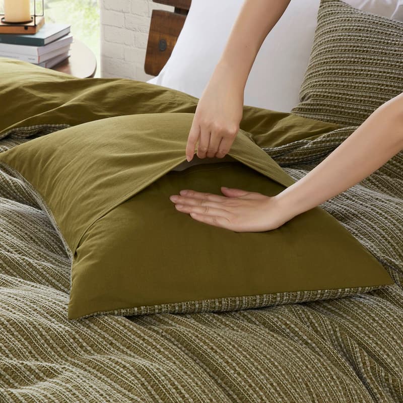 GDF Studio - Rowena Waffle Washed Cotton 3-Piece Comforter Set with Soft Textured Design