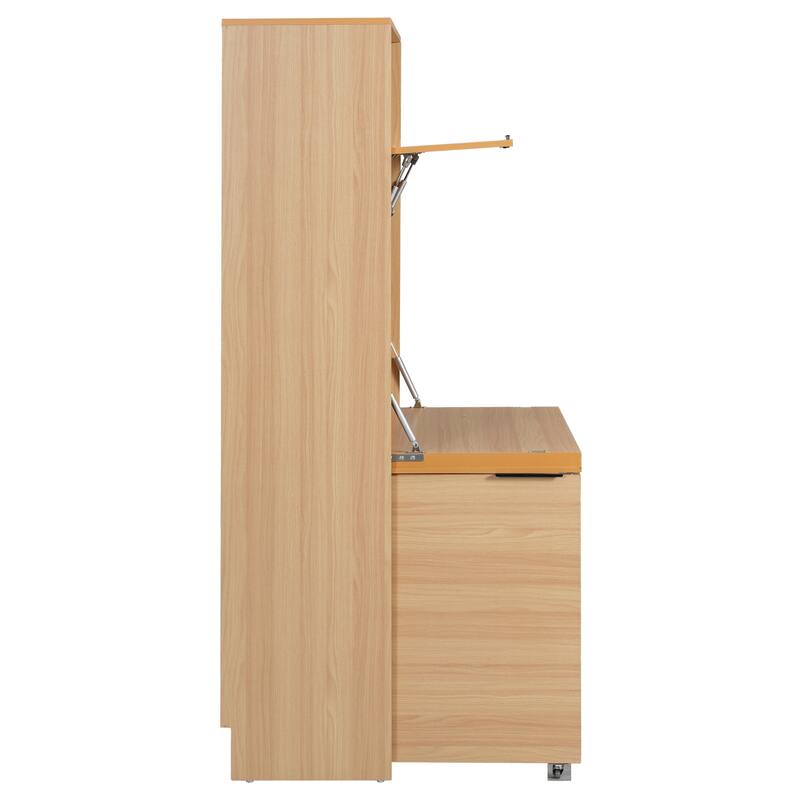 69" Kitchen Pantry Buffet with Hutch, Foldable Workstation & Power Outlet