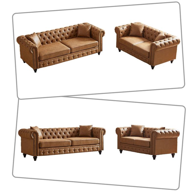 Mid-century retro style 2-piece sofa set for living room mall parlor