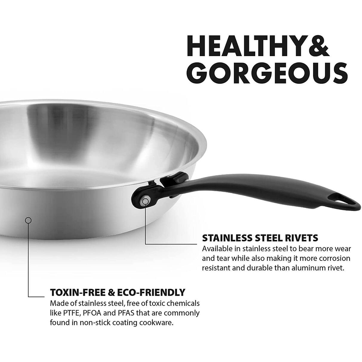 GrandTies FullClad TriPly 10 Inch Stainless Steel Frying Pan