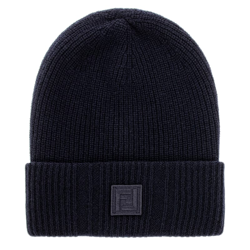 Fendi Men's Logo Patch Knitted Beanie - Adult M (7 - 7 1/8)