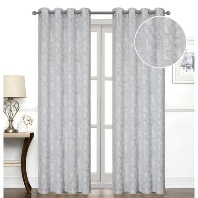 IH Casa Decor Jacquard Panel W 8 Grom Leaves Blue 96" - Set of 2
