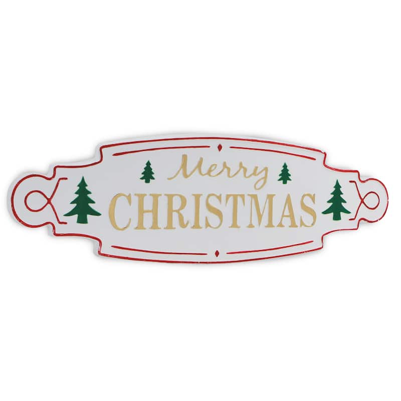 White Metal Merry Christmas Wall Sign