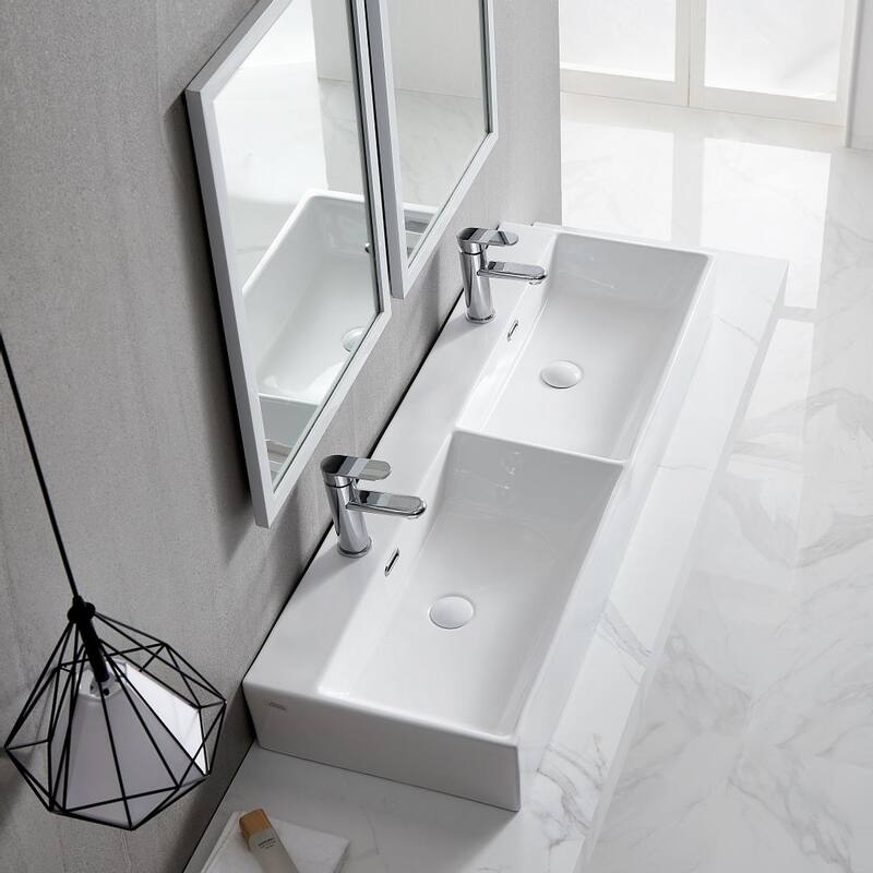 Eridanus 48" Double Basin Bathroom Vessel Trough Vanity Sink