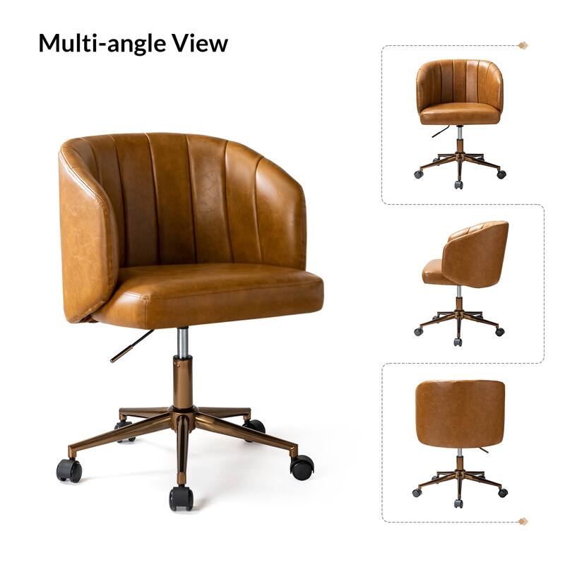 Gia Mid-century Modern Vegan Leather Ergonomic Office Chair by HULALA HOME