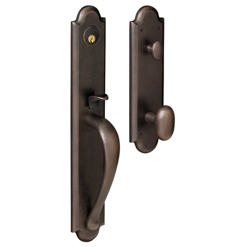 Baldwin Boulder Full Escutcheon Single Cylinder Handleset with Oval - Distressed Oil Rubbed Bronze