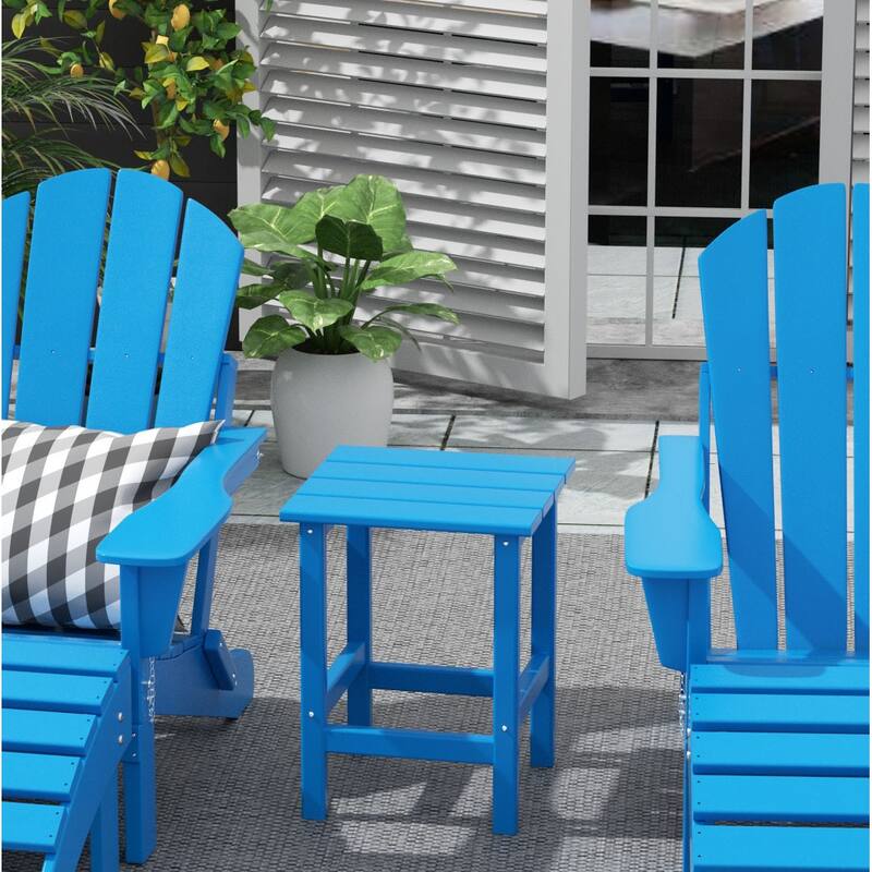 POLYTRENDS Laguna All Weather Poly Outdoor Side Table - Pacific Blue