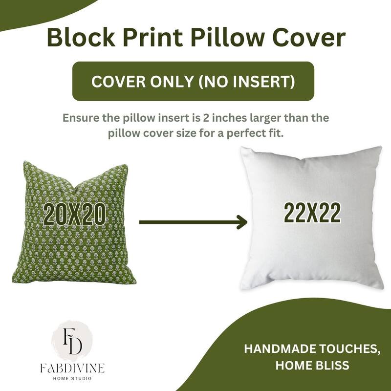 Linen Farmhouse Block print pillow Cover - Tarangini
