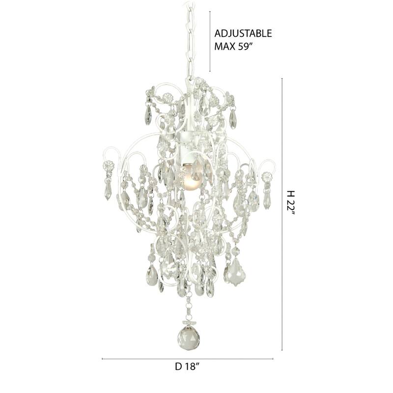 1-Light Chrome Chandelier With Clear Crystals