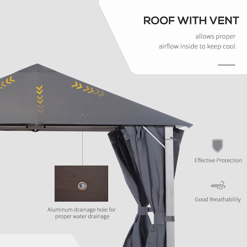 Outsunny 10' x 10' Soft Top Outdoor Pergola Canopy Gazebo with Beautiful Wood-Grain Finish & Zippered Sling Sidewalls