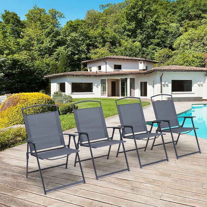 Pellebant Set of 4 Patio Folding Chairs Outdoor Portable Dining Chairs