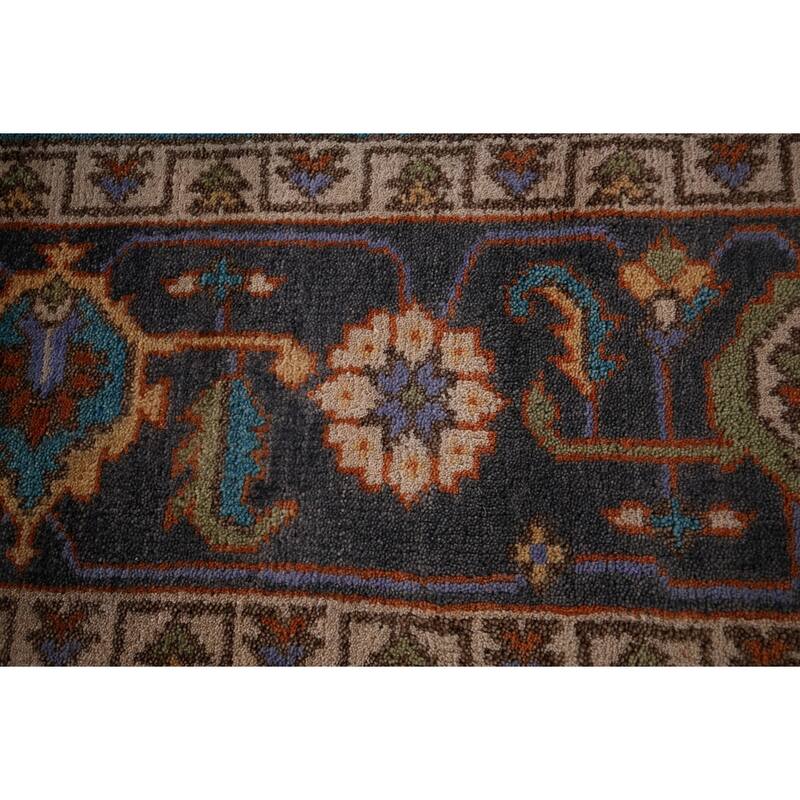 Blue Oushak Oriental Area Rug Handmade Wool Carpet - 8'11" X 11'8"