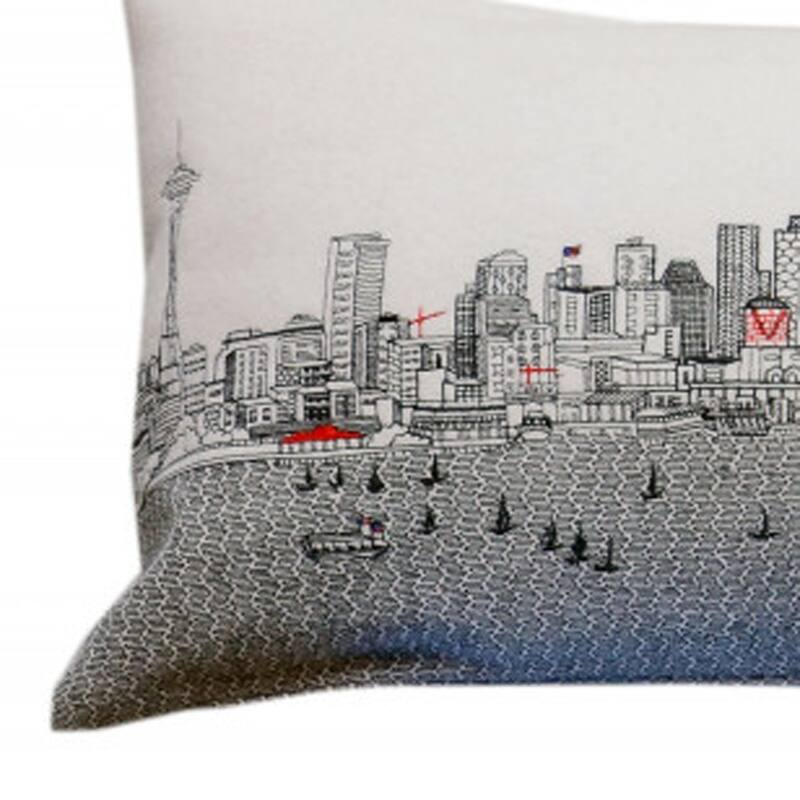 HomeRoots 46" White Seattle Daylight Skyline Lumbar Decorative Pillow
