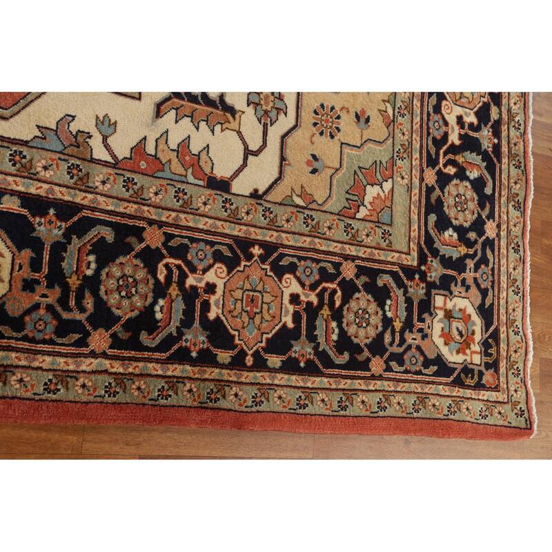 Vegetable Dye Heriz Serapi Persian Area Rug Hand-knotted Wool Carpet - 9'0" x 11'3"