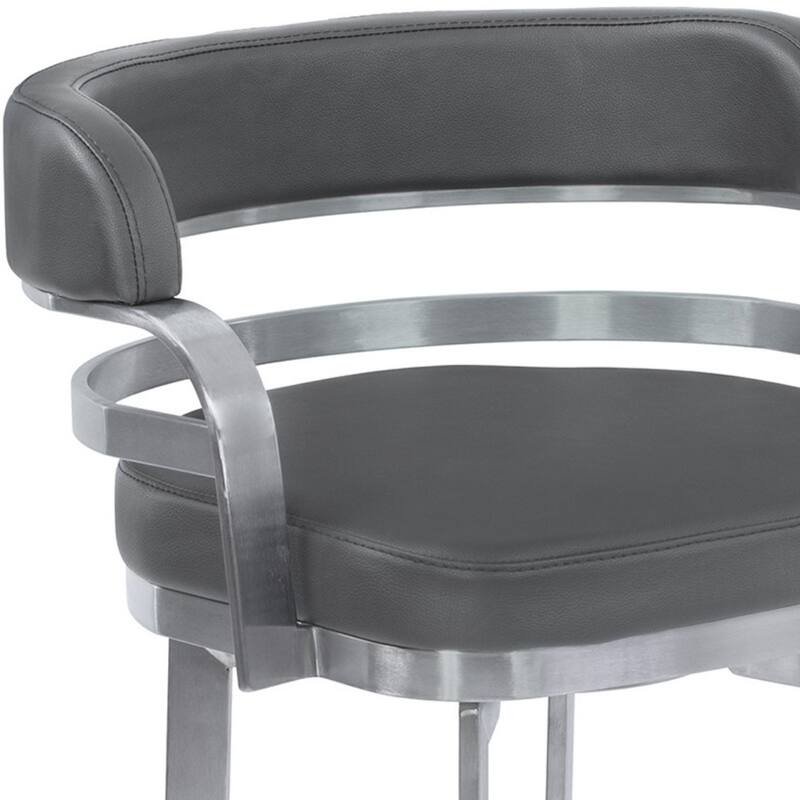 Faux Leather Counter Height Swivel Bar Chair with Silver Frame