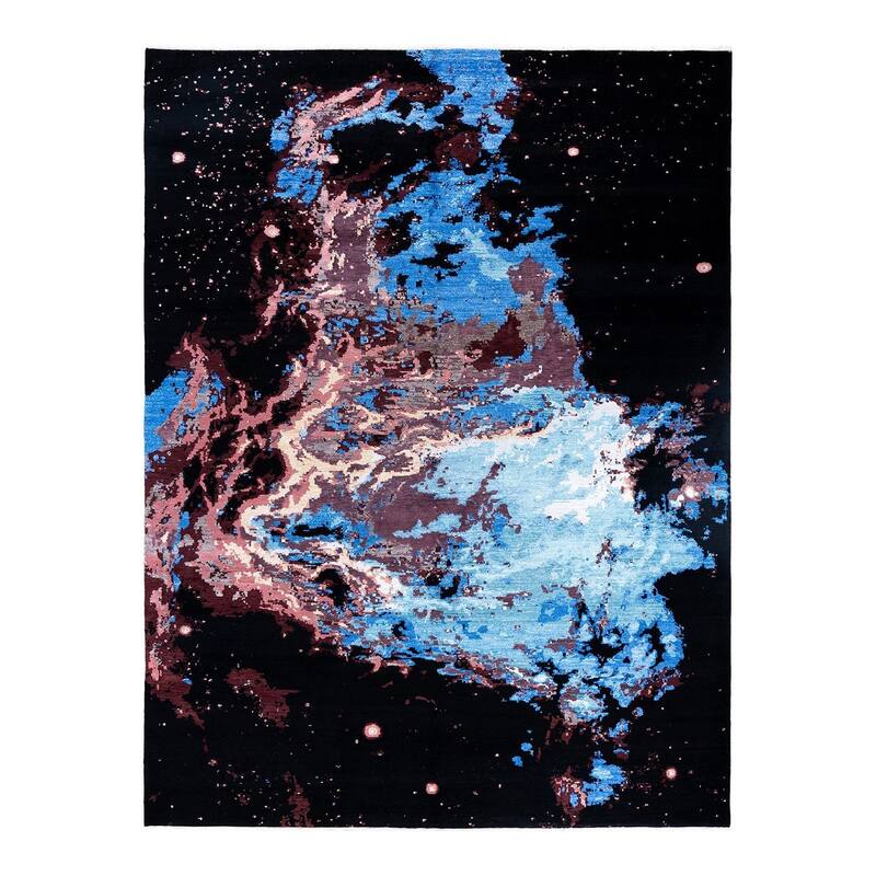 Ikat One-of-a-Kind Hand-Knotted Area Rug, Black - 9' 2" x 12' 3"