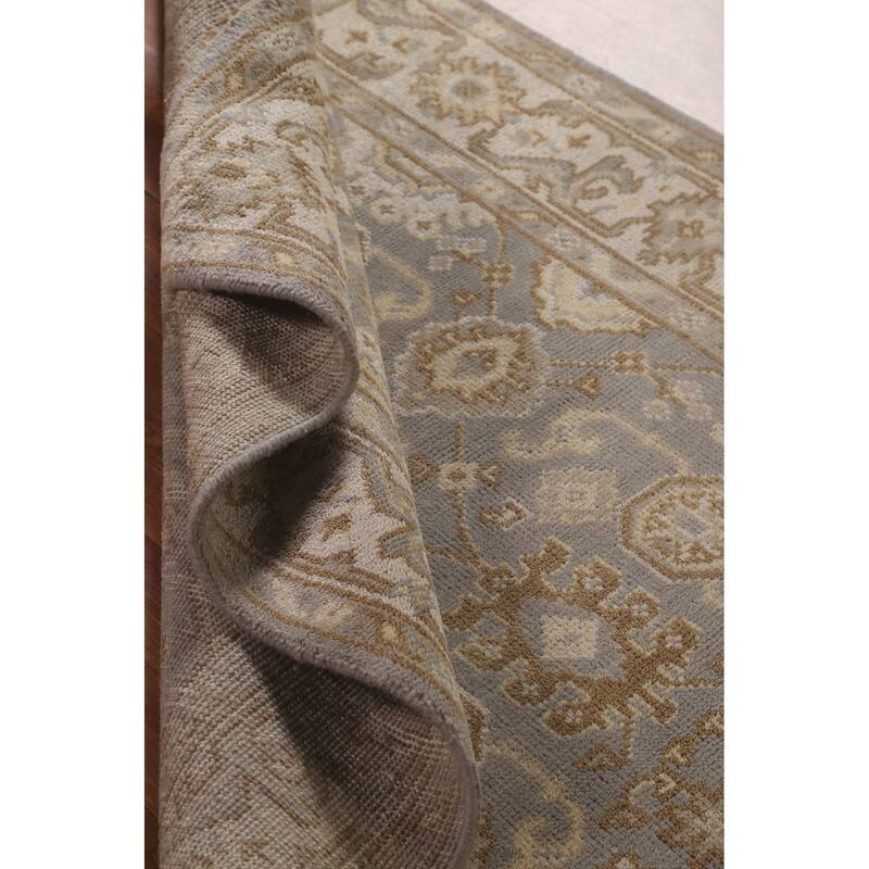 Gray Oushak Oriental Area Rug Handmade Wool Carpet - 3'11"x 6'1"