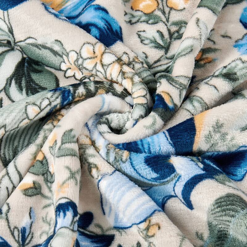 Printed Flannel Tropical Flower French / Puerto Rico Floral Throw