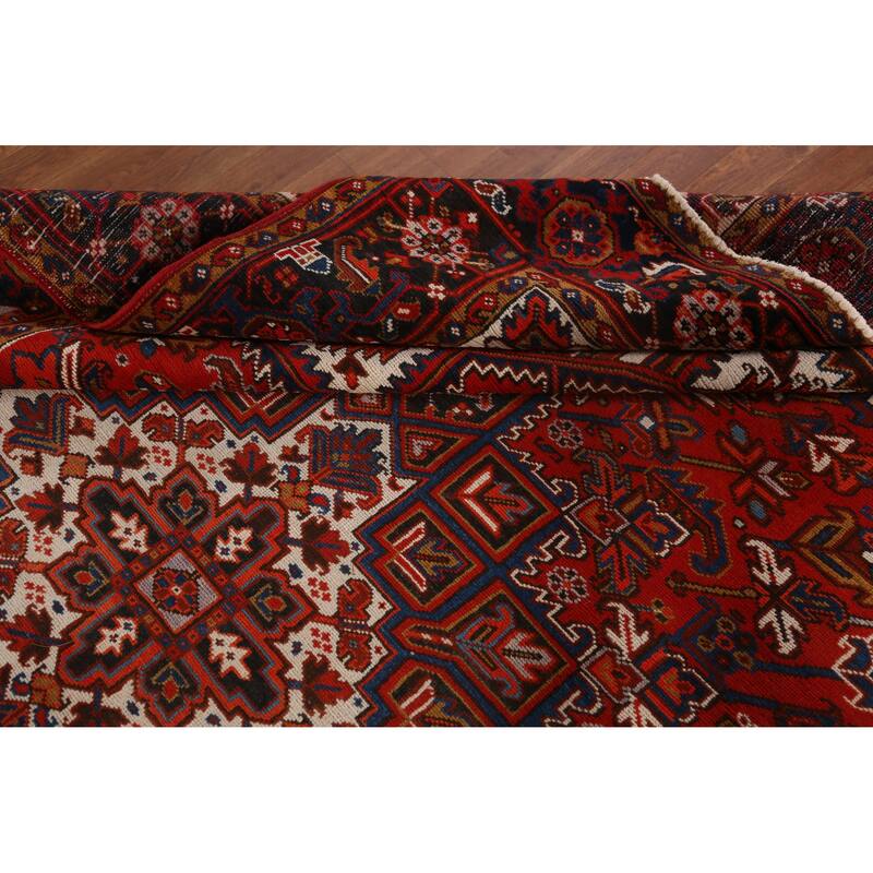 Hand Knotted Oriental 100% Wool Carpet Traditional Medallion Red Heriz Area Rug - 10' 9'' X 8' 1''