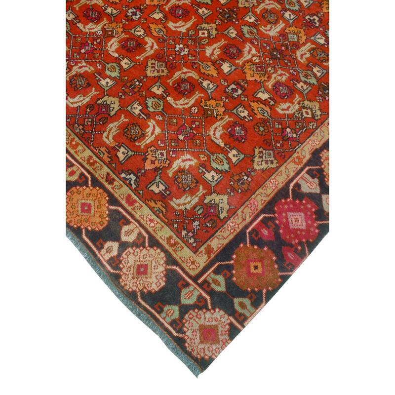 Fine Vintage Distressed Houri Rust/Black Rug - 4'11" x 9'2"