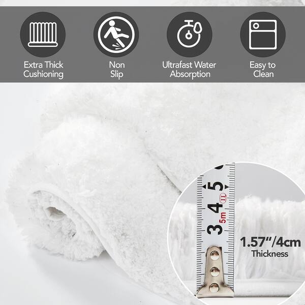 2 Pieces Thick Rug Mat for Bathroom (32 x 20 Plus 17 x 24) - 32 x 20 Plus 17 x 24 - White