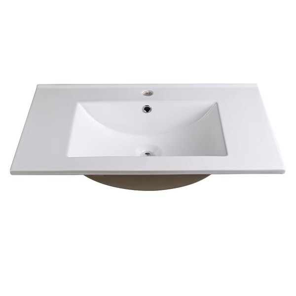 Fresca FVS8130 Allier 30" Ceramic Drop In Vanity Top with an Integrated Sink, Single Faucet Hole and Overflow - White
