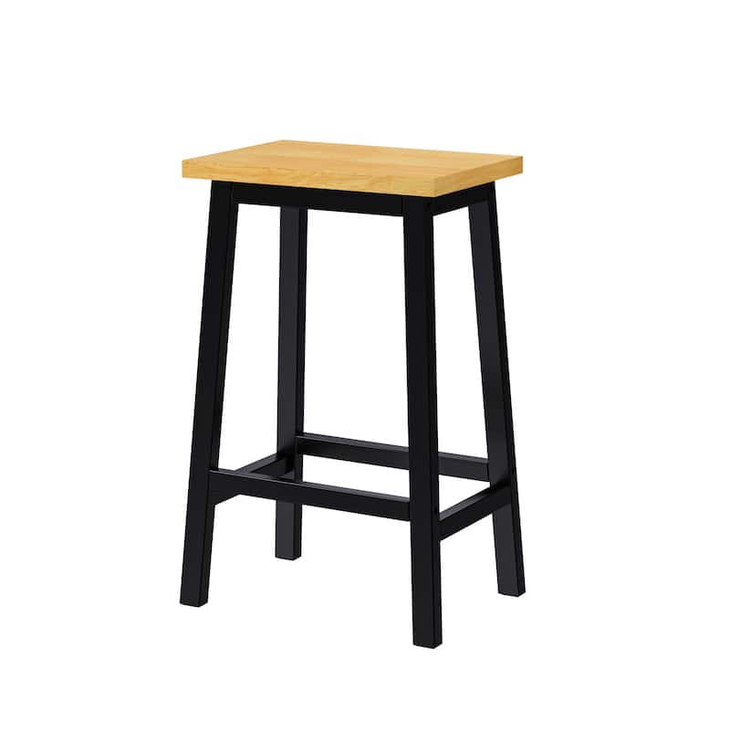 Solid Wood Bar Stools (Not Cheap Iron), 25.6" Tall Set of 2 Bar Chairs, Kitchen Counter Stools with Footrests