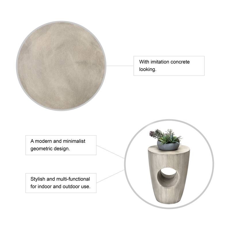 Glitzhome 18"H MGO Faux Concrete Plant Stand Accent Table Garden Stool