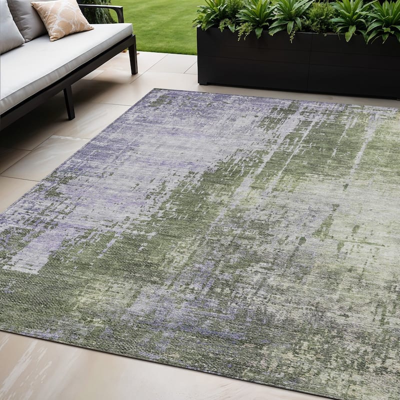 HomeRoots Abstract Transitional Rectangle Outdoor Rug - 5' X 8'