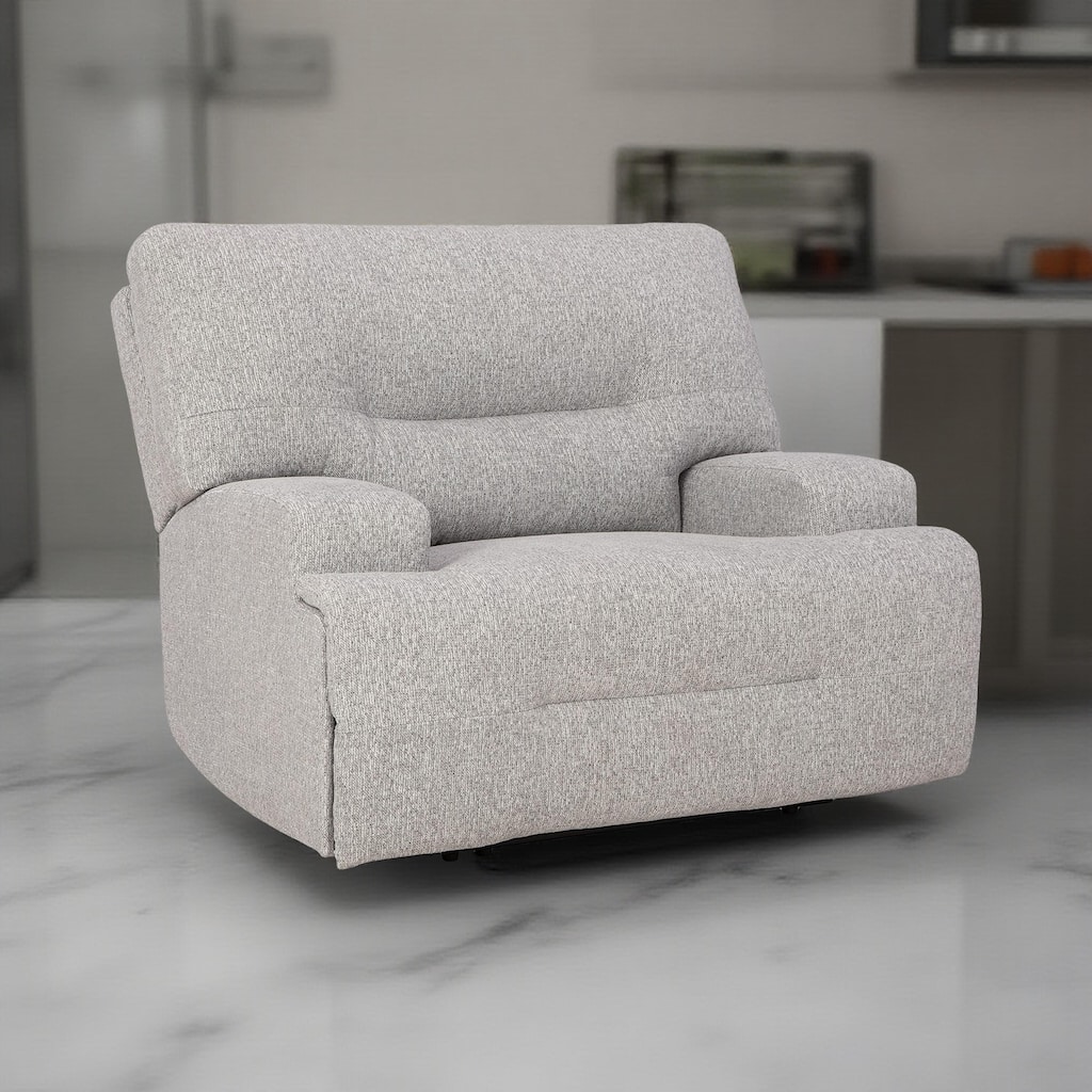 Marissa Wide Seat Power Recliner Chair, Gray Polyester, Soft Cushioned