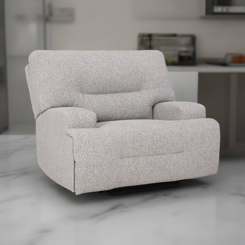 Marissa Wide Seat Power Recliner Chair, Gray Polyester, Soft Cushioned
