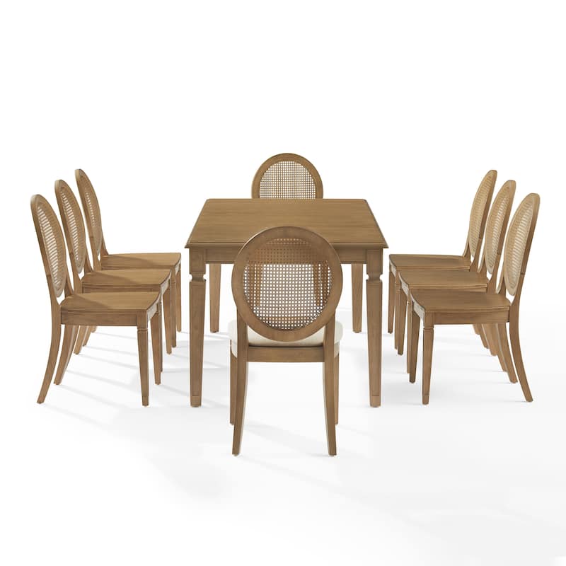 Crosley Katia 9Pc Dining Set With Cane-Back Upholstered Chairs
