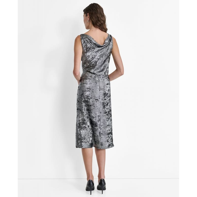 DKNY Liquid Velvet Cowl Neck Dress