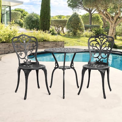 Best Choice Products 3-Piece Outdoor Rust-Resistant Cast Aluminum Patio Bistro Set Black
