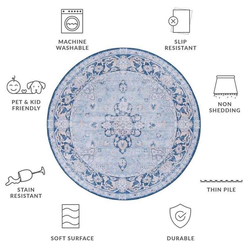 SAFAVIEH Tucson Machine Washable Slip Resistant Emmie Traditional Rug