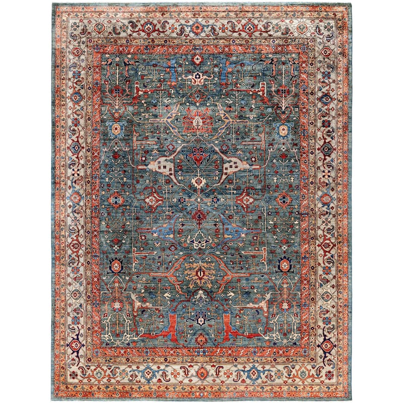 Serapi One-of-a-Kind Hand-Knotted Area Rug - Green - 9' 2" x 12' 0"