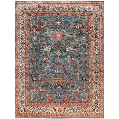 Serapi One-of-a-Kind Hand-Knotted Area Rug - Green - 9' 2" x 12' 0"