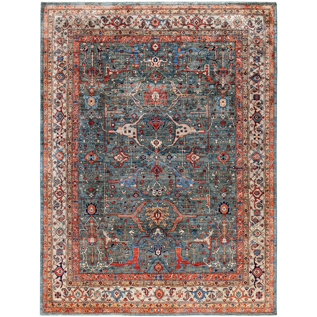 Serapi One-of-a-Kind Hand-Knotted Area Rug - Green - 9' 2" x 12' 0"