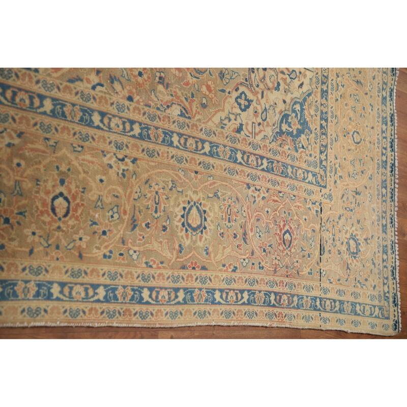 Hand Knotted Oriental 100% Wool Carpet Traditional Floral Oranges & Rust Mashad Area Rug - 14' 0'' X 9' 6''