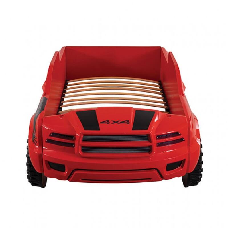 Tonie Truck Twin Bed, Interactive Lights and Sound Effects, Red ABS