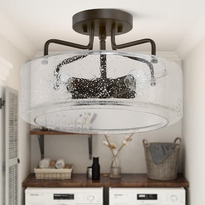 Modern Farmhouse 4-Light Semi-Flush Mount Ceiling Lights for Kitchen - W12"x H8"